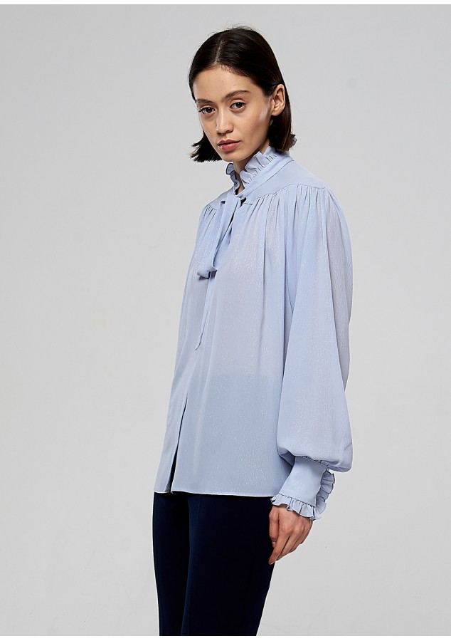 Блузка Регина дымчато-голубая с люриксом