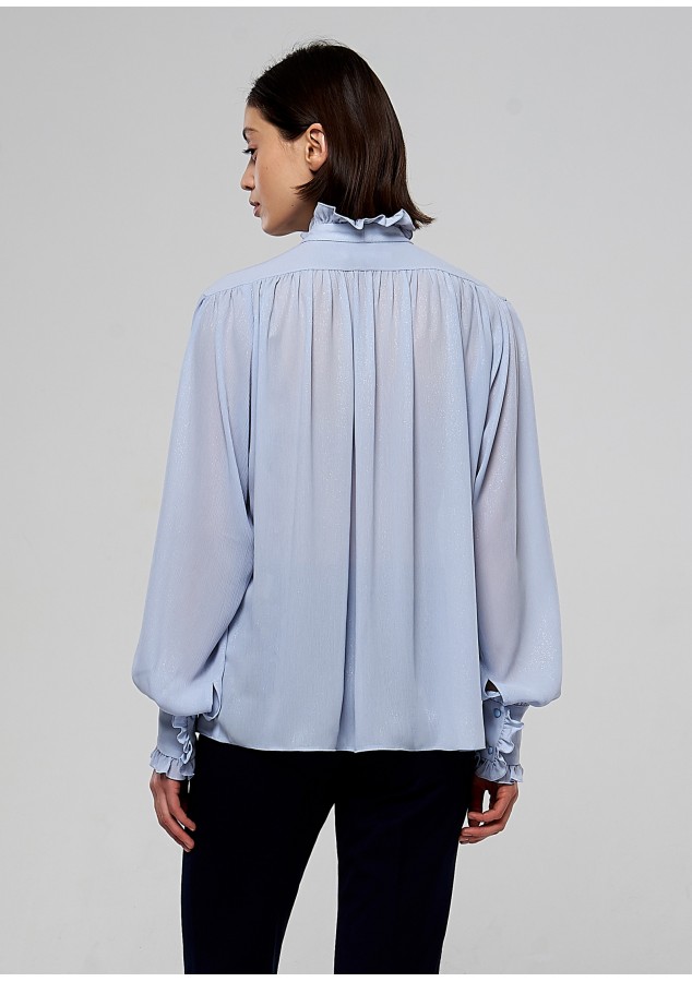 Блузка Регина дымчато-голубая с люриксом
