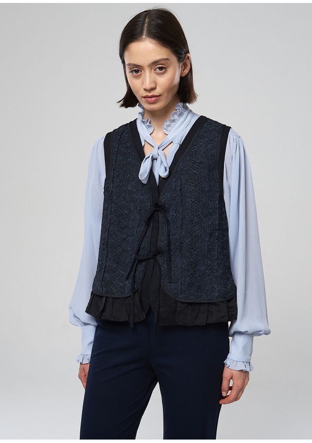 Блузка Регина дымчато-голубая с люриксом