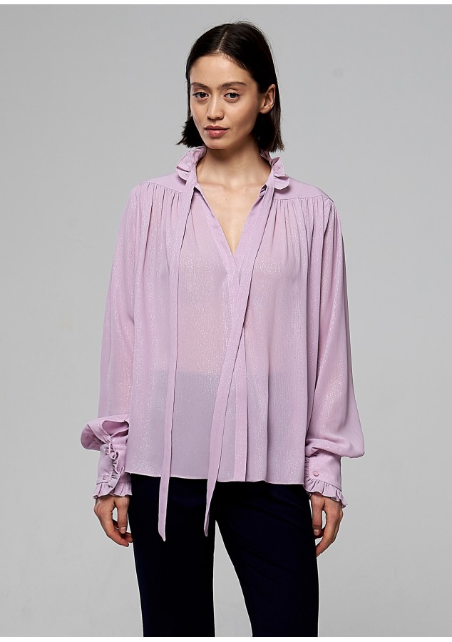 Блузка Регина сиреневая с люриксом