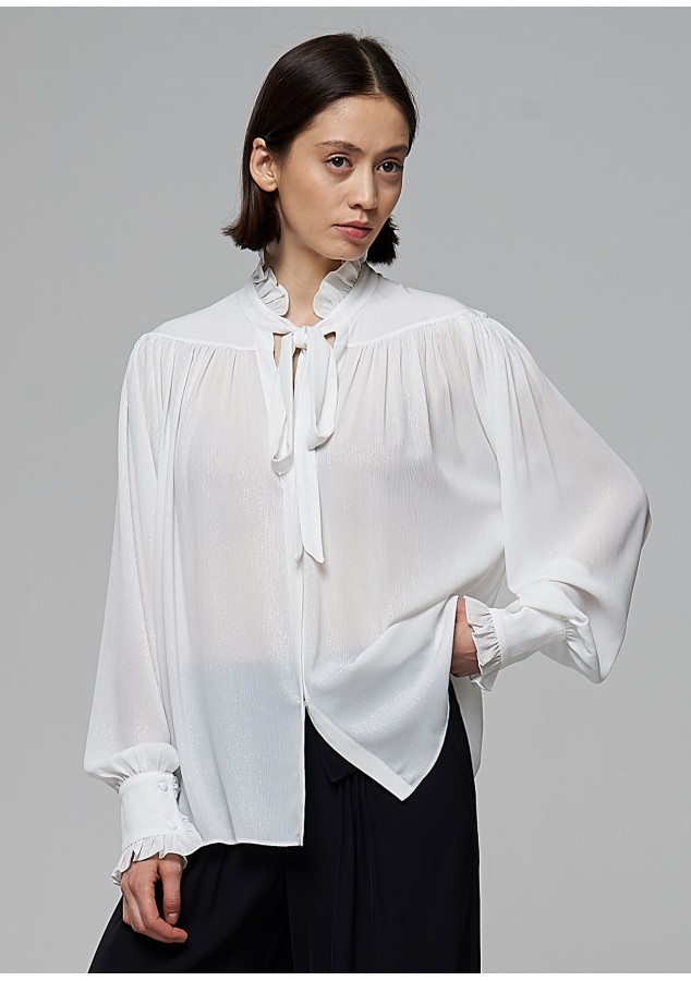 Блузка Регина белая с люриксом