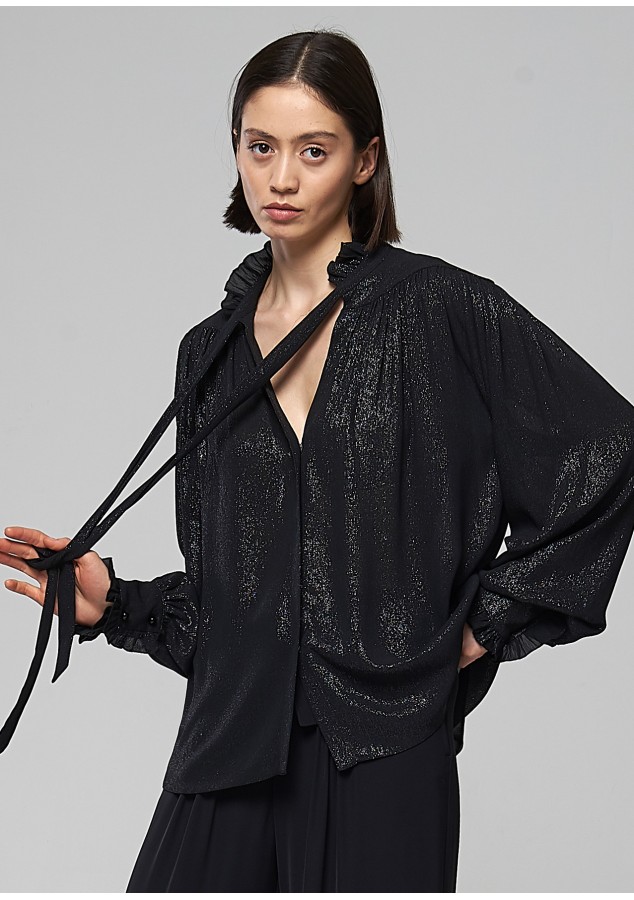 Блузка Регина черная с люриксом