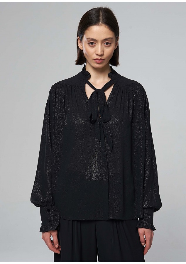 Блузка Регина черная с люриксом