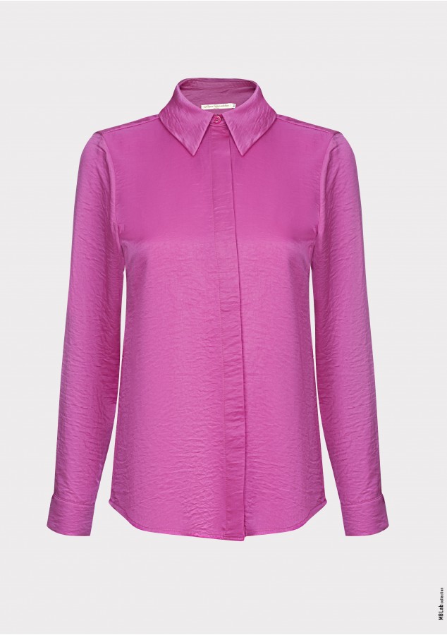 Рубашка Саша из вискозы с креш-эффектом цвета фуксии