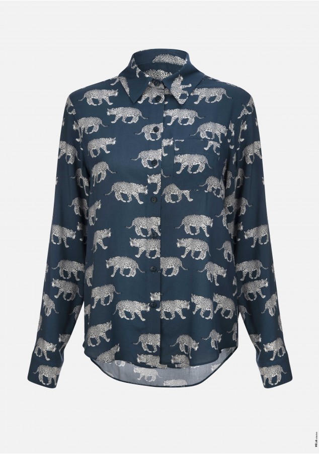 Рубашка Саша из вискозы с принтом гепарды
