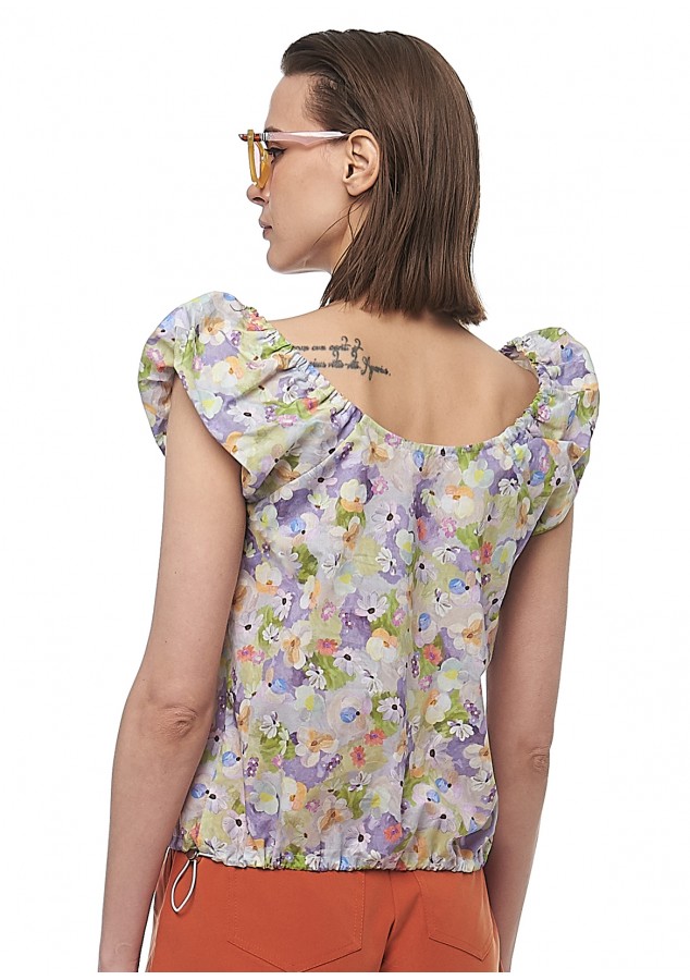 Блузка Вика из хлопка с цветочным принтом