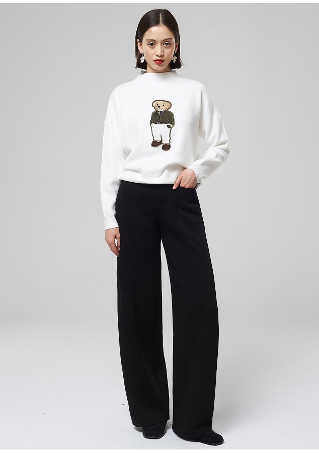 Брюки Надия черные из футера с флисом