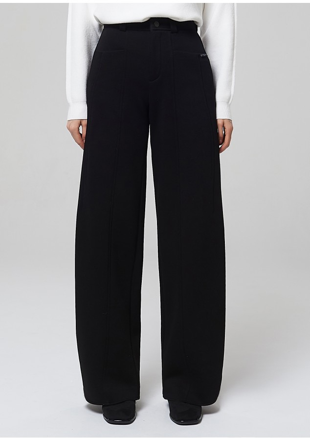 Брюки Надия черные из футера с флисом