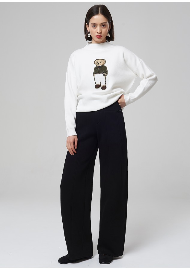 Брюки Надия черные из футера с флисом