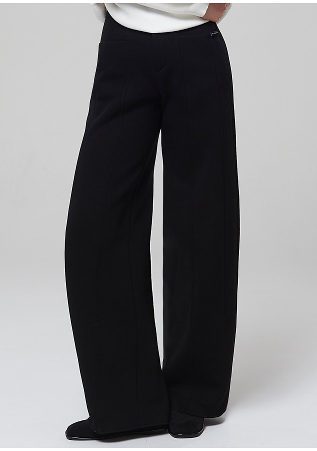 Брюки Надия черные из футера с флисом