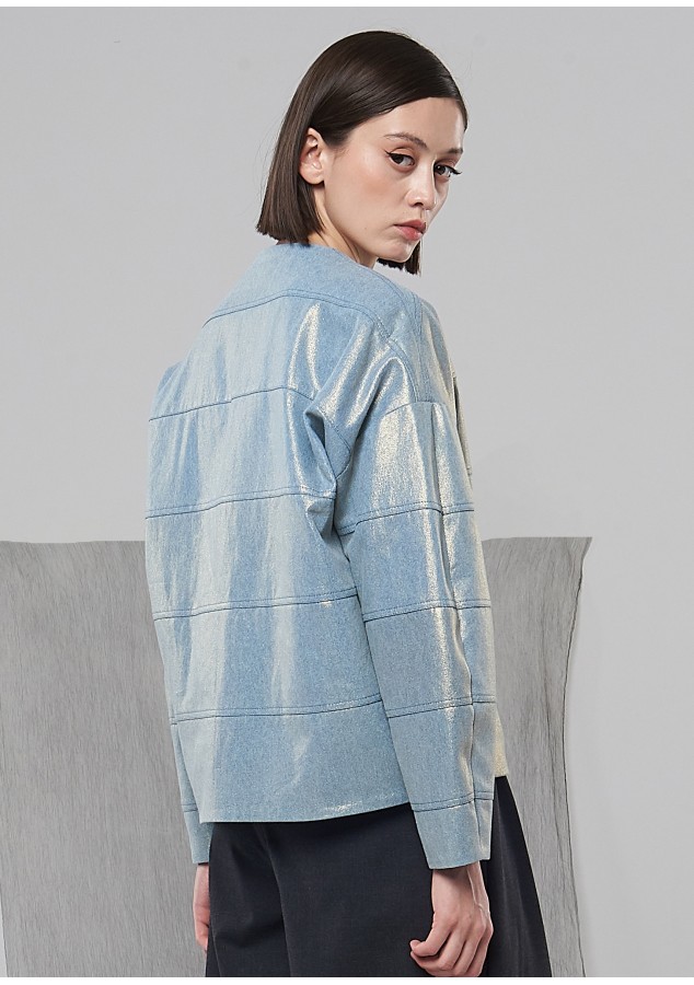 Бомбер Ева (Перламутр) из денима