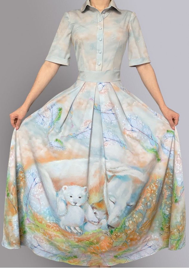 Платье Алевтина 3 (Весенние медведи) из вискозы