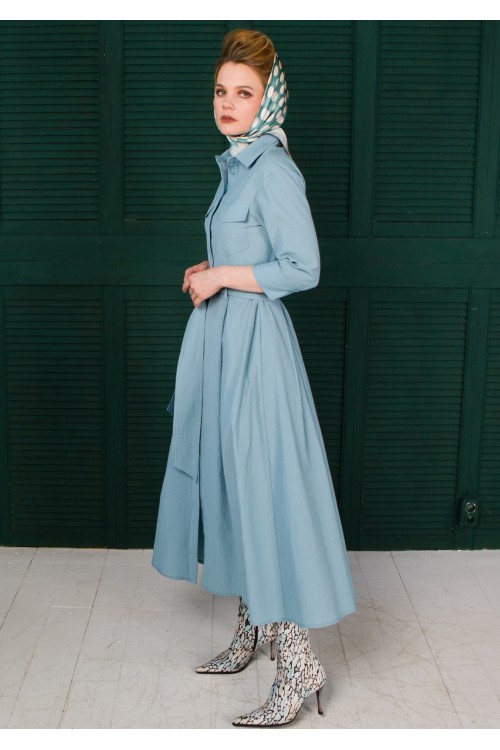 Платье Антонелла из рами (крапивы) голубое