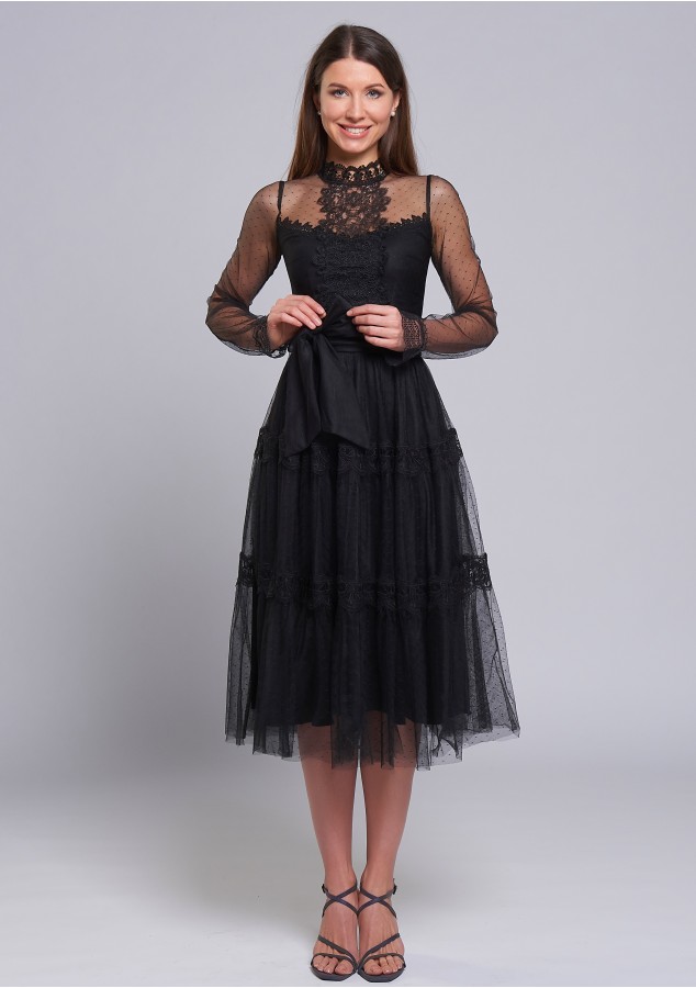 Платье Анжела из нежного фатина чёрное