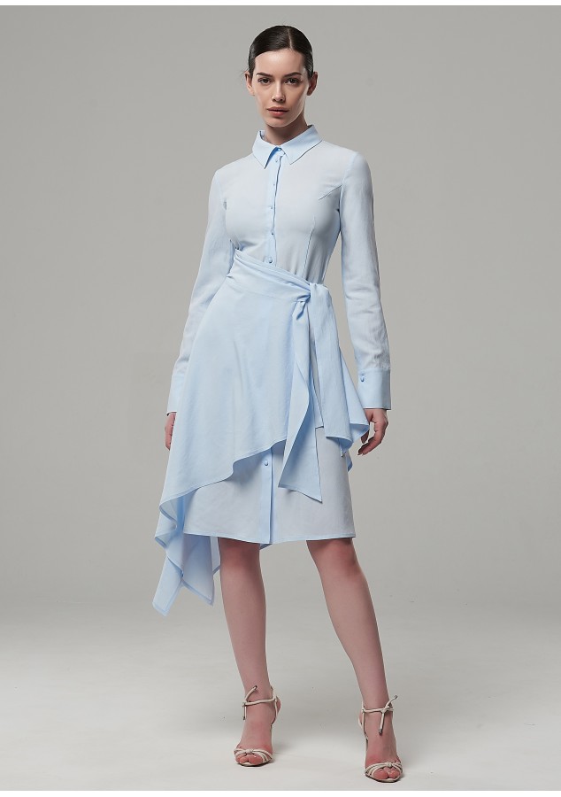 Платье Аврора из хлопка голубое