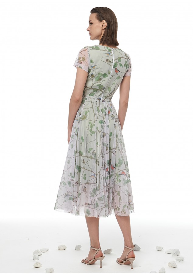 Платье Дана (Листья) из лёгкого воздушного фатина