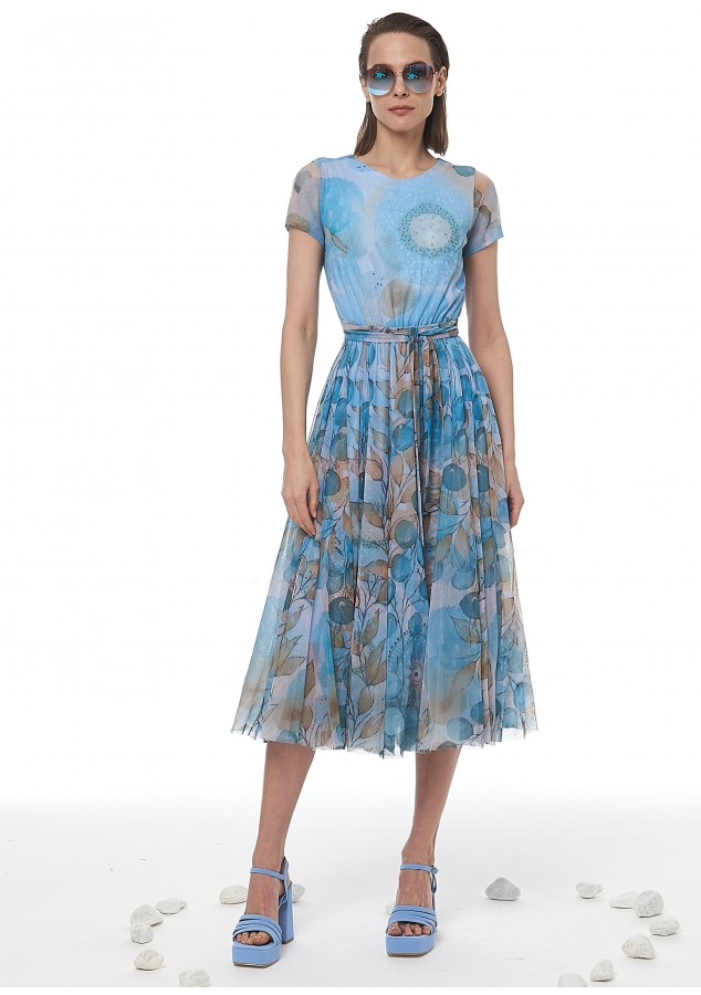 Платье Дана (Голубая акварель) из лёгкого воздушного фатина