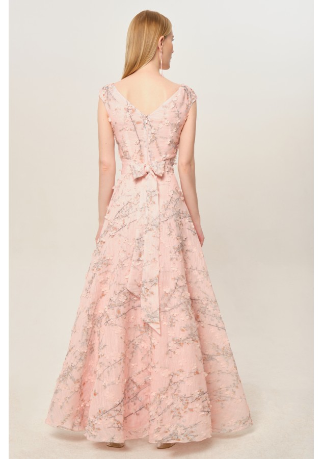 Платье Эшли нежно-розовое из фактурной ткани