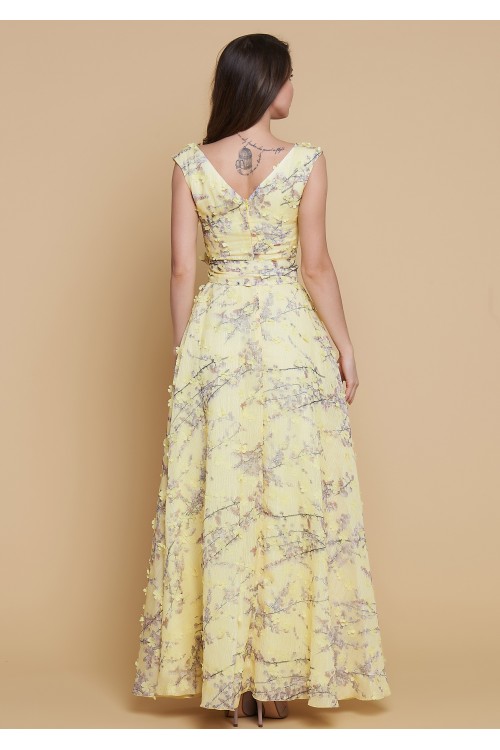 Платье Эшли жёлтое из фактурной ткани