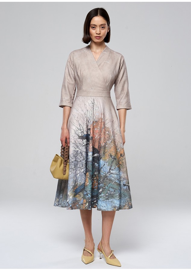 Платье Фаина 2 (Птицы) из теплой ткани