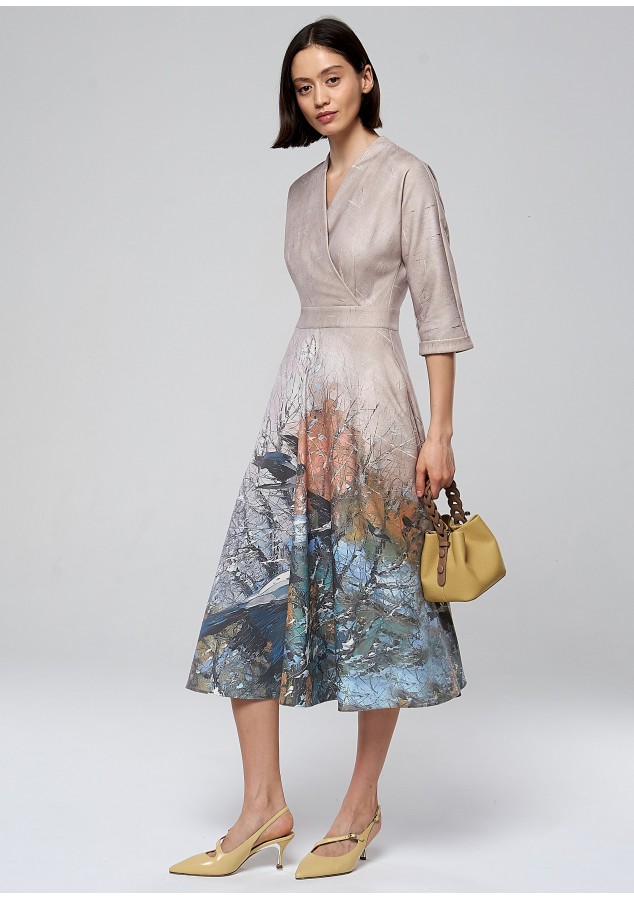 Платье Фаина 2 (Птицы) из теплой ткани