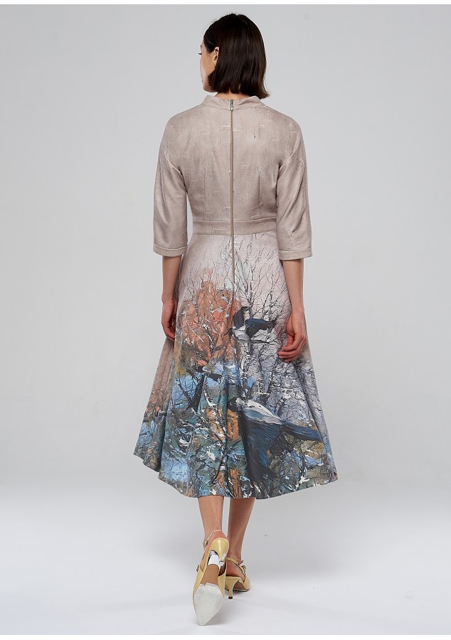 Платье Фаина 2 (Птицы) из теплой ткани