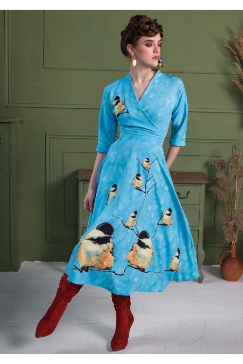 Платье Фаина (Снегири) из вискозы
