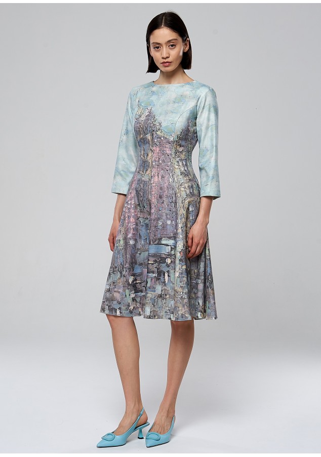 Платье Хана (Акварельный город) из теплой ткани