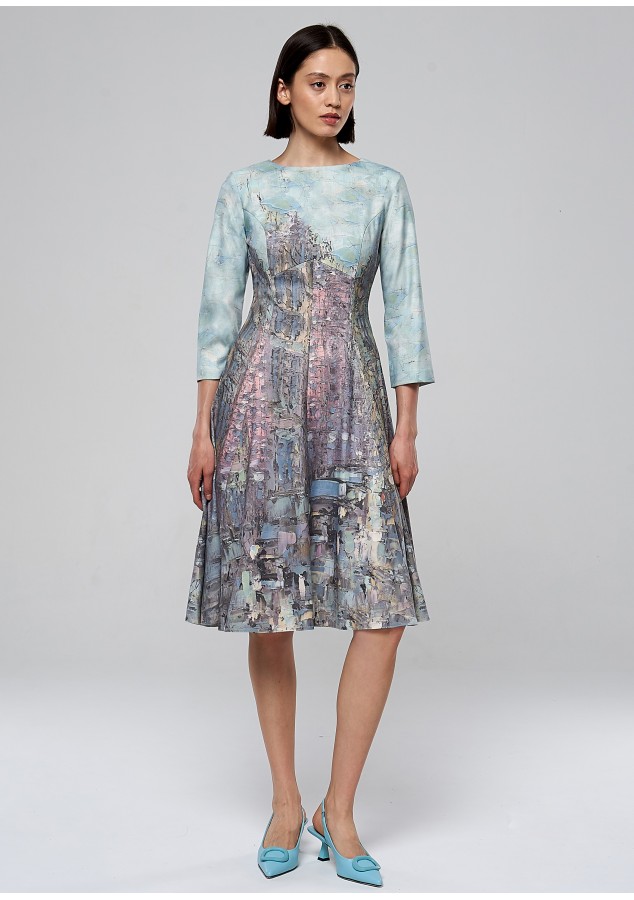 Платье Хана (Акварельный город) из теплой ткани