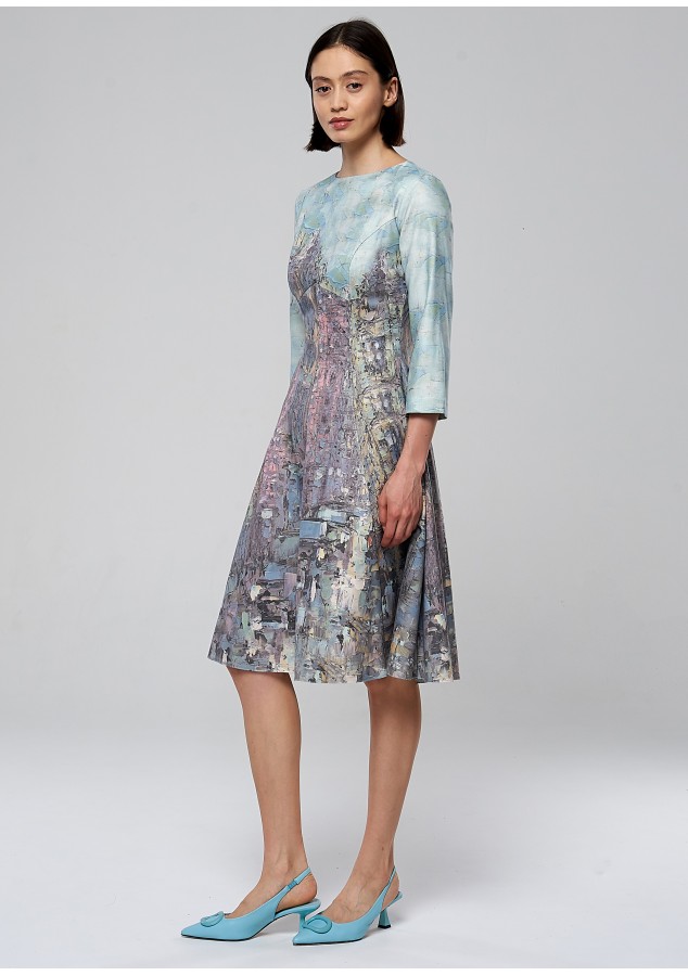 Платье Хана (Акварельный город) из теплой ткани