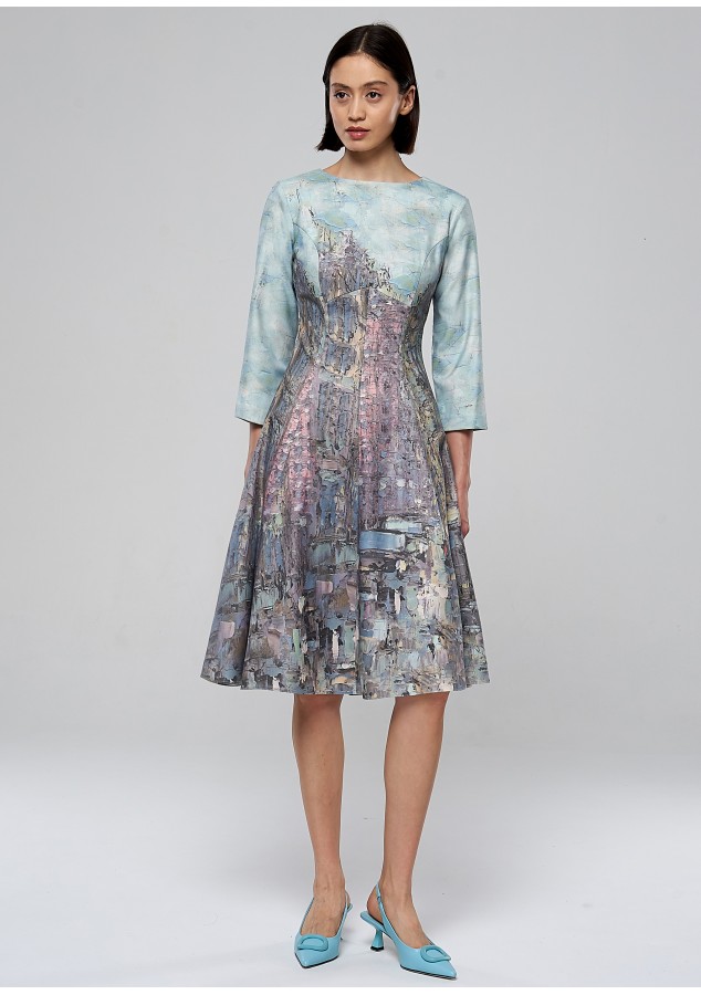 Платье Хана (Акварельный город) из теплой ткани