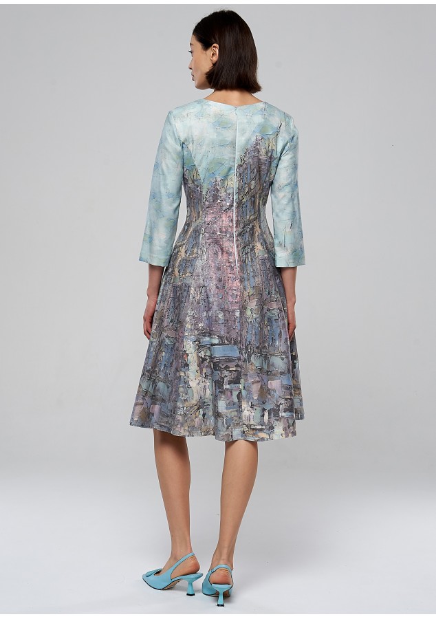 Платье Хана (Акварельный город) из теплой ткани