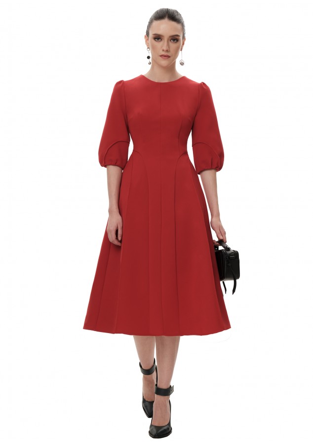 Платье Кармелита красное из вискозы и хлопка