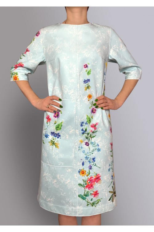 Платье Кристина (Цветы) из тёплой ткани - вискоза и шерсть