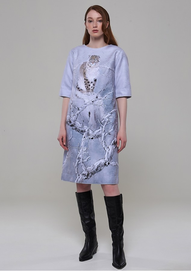 Платье Кристина (Снежный барс) из тёплой ткани 