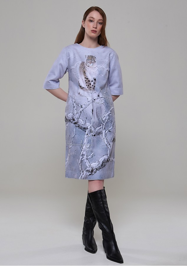 Платье Кристина (Снежный барс) из тёплой ткани 