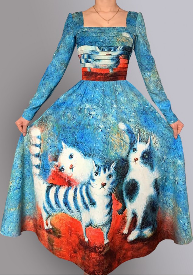Платье Лавиния (Три кошки) из вискозы с вырезом каре