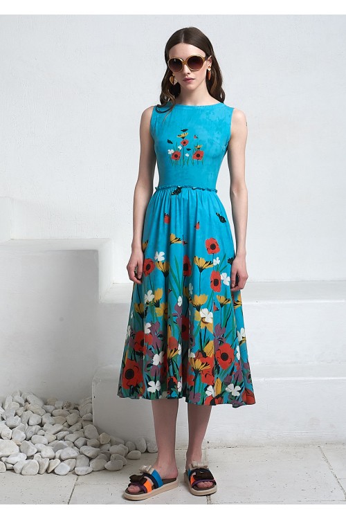 Платье Бабочка лето 2 (Цветочная поляна) из нежного хлопка 