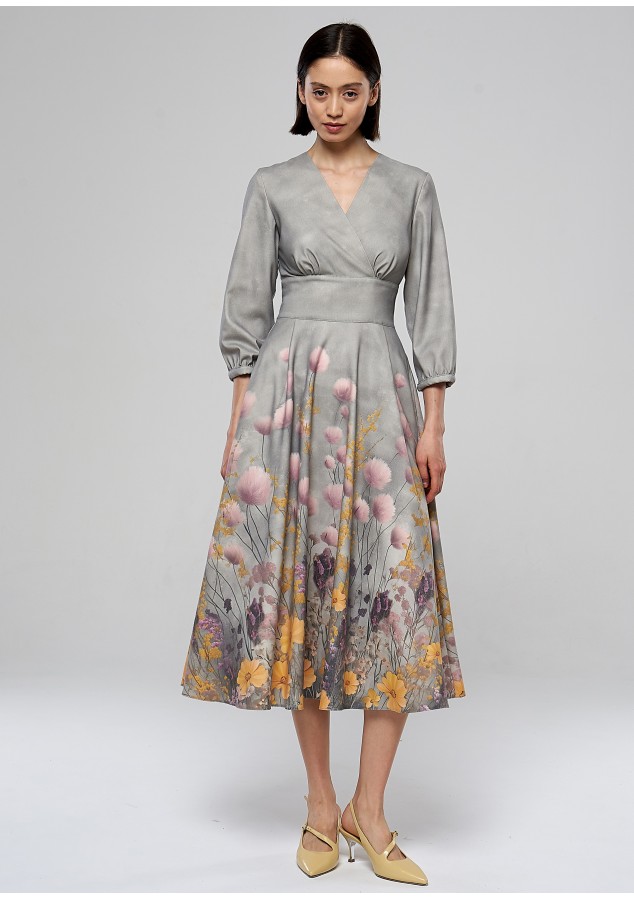 Платье Любава (Цветы) из теплой ткани