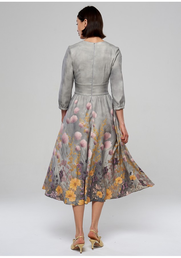 Платье Любава (Цветы) из теплой ткани