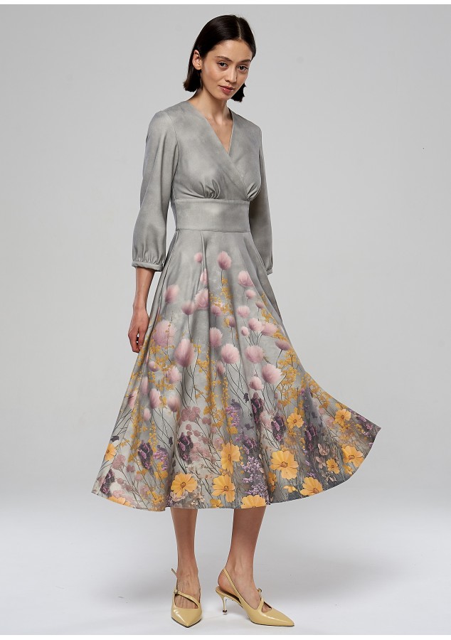 Платье Любава (Цветы) из теплой ткани