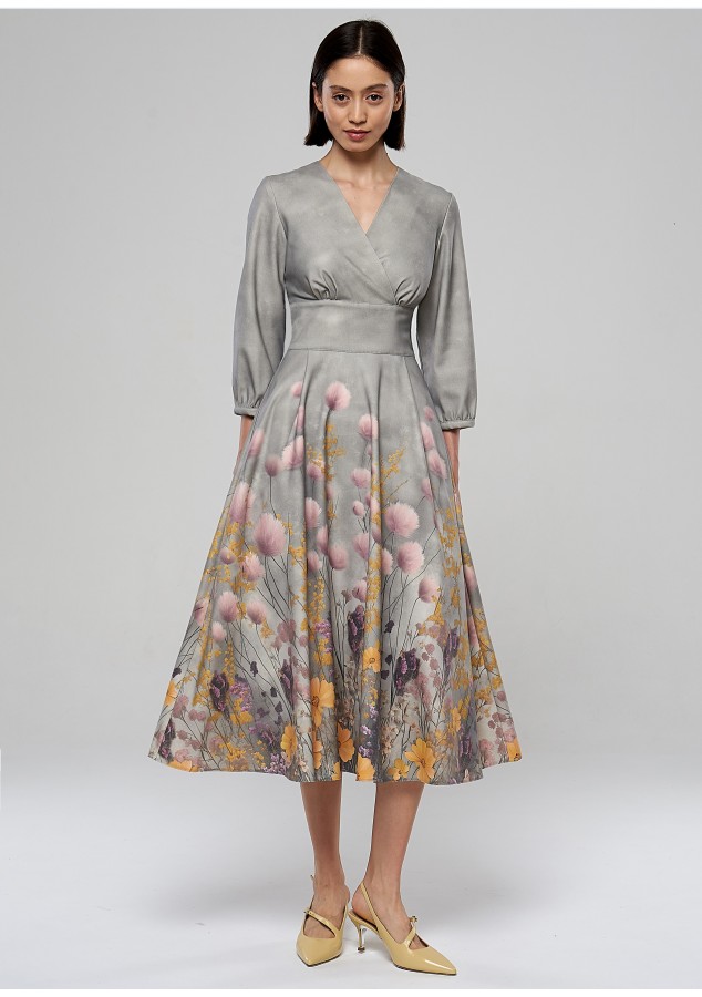 Платье Любава (Цветы) из теплой ткани