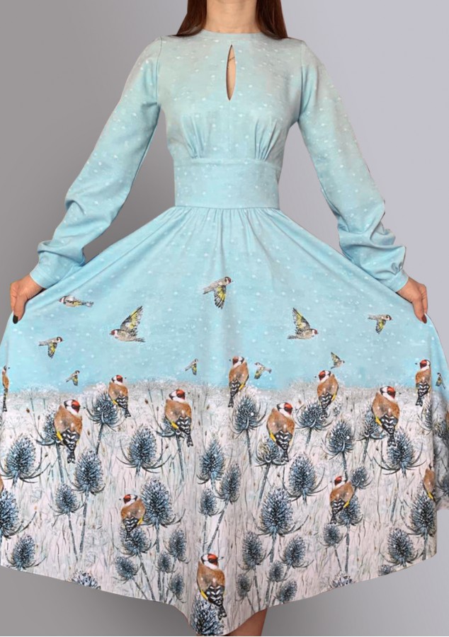 Платье Людмила 2 (Птицы на репейнике) из вискозы