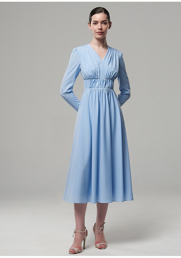 Платье Марлен из вискозы нежно-голубое