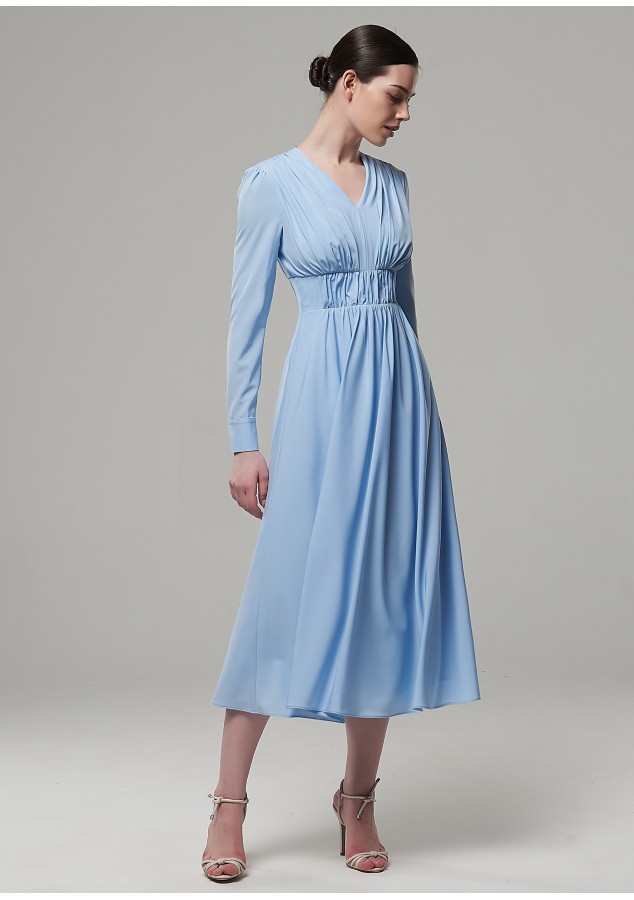 Платье Марлен из вискозы нежно-голубое