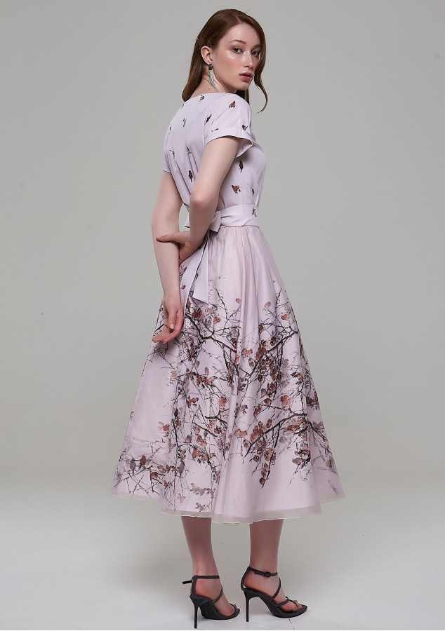 Платье Машенька (Воробушки) комбинированное из вискозы и нежной органзы