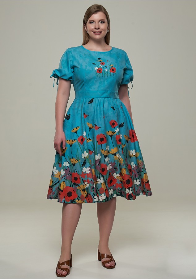 Платье Мери 2 PS (Цветы) из хлопка
