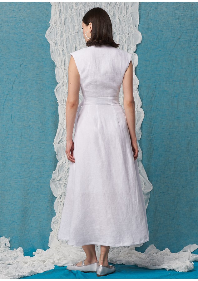 Платье Новая Елена из "вареного" умягченного льна белое