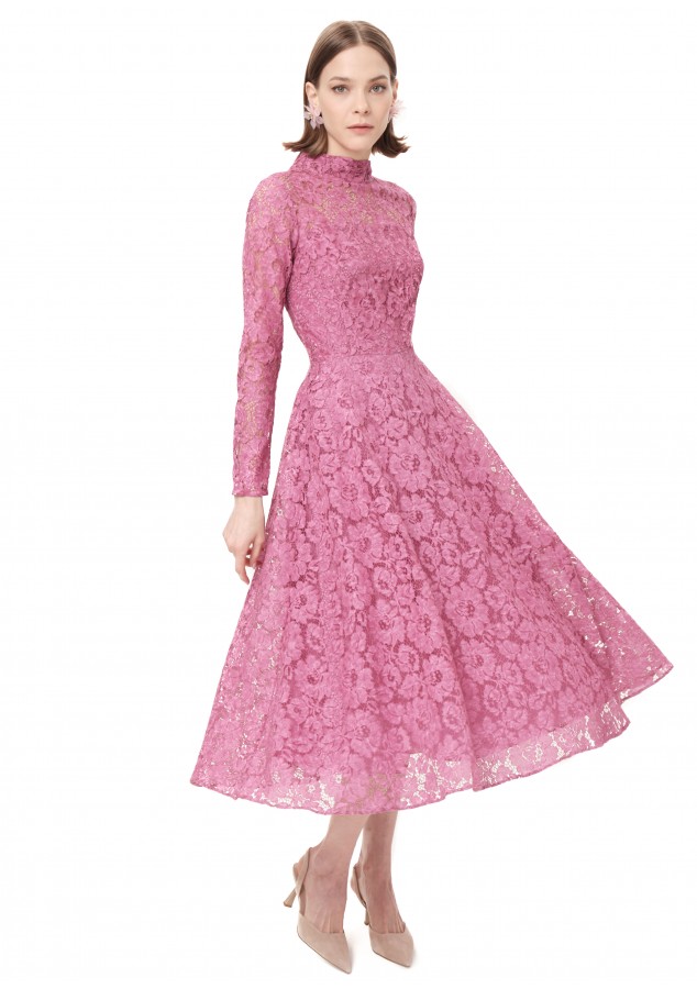 Платье Очарование из кружева розовая фуксия