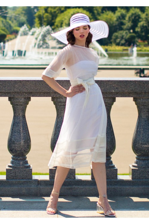 Платье Париж из хлопка и вискозы белое